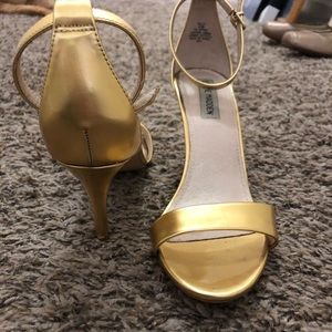 Gold heels with ankle strap